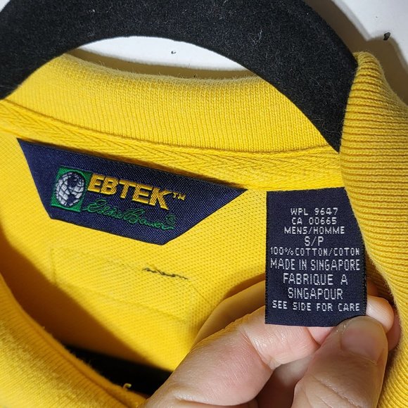 Vintage 90's Eddie Bauer Golf Mens EBTEK Yellow Polo Shirt Size Small Preppy - Picture 4 of 10